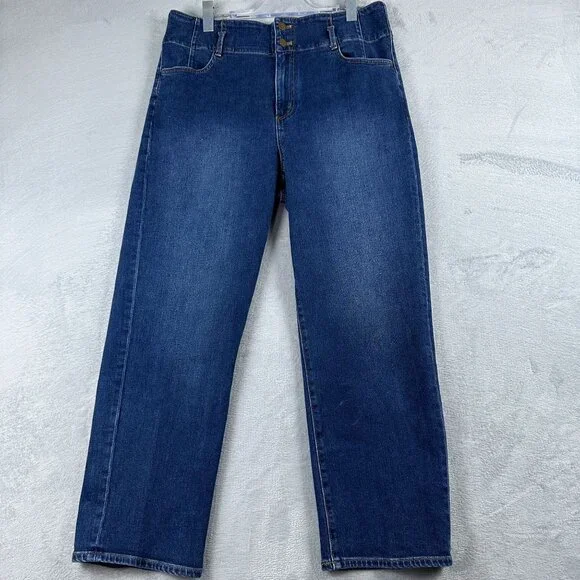 Ann Taylor Straight Leg Jeans Womens Size 14 High Waist Medium Wash Blue - Picture 1 of 11